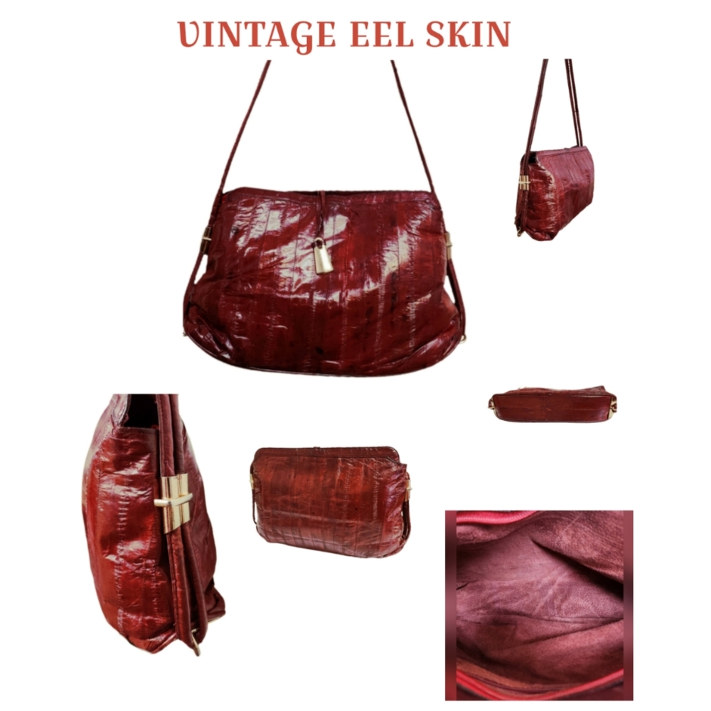 Vintage Red Eel Skin Shoulder Bag - Unbranded